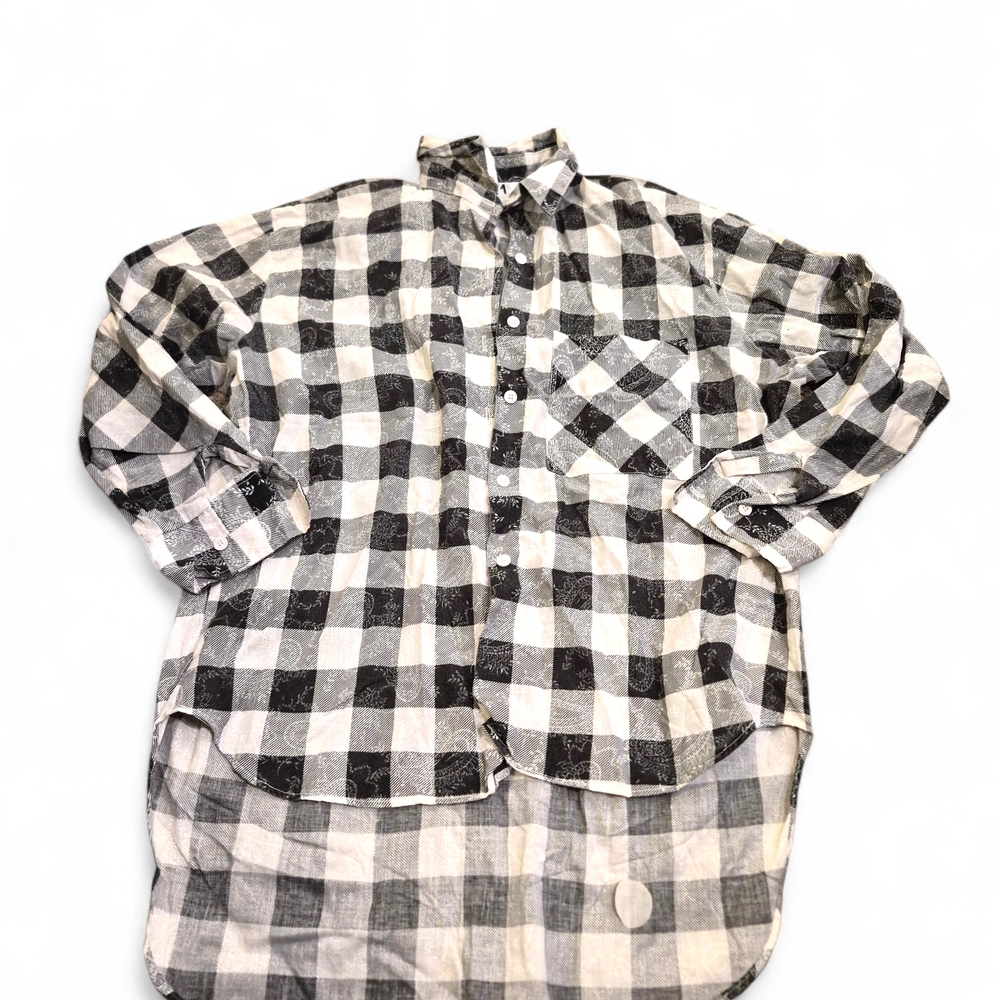Vintage Black and White Checkered Button Up Shirt By Try1 Size M